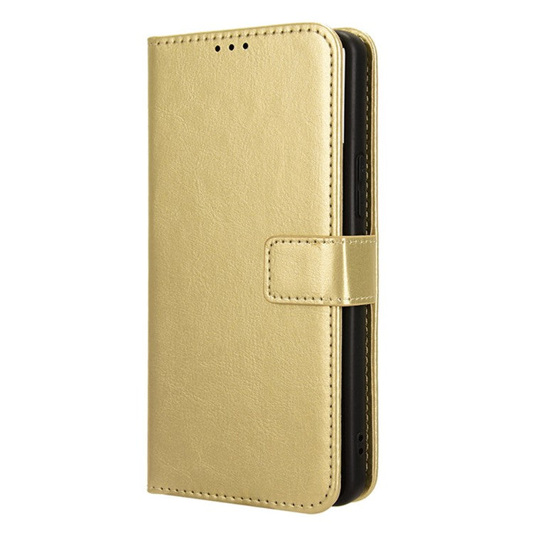 For Asus ROG Phone 8 Pro 5G / 8 5G Wallet Case Crazy Horse Texture PU Leather Phone Protector - Gold