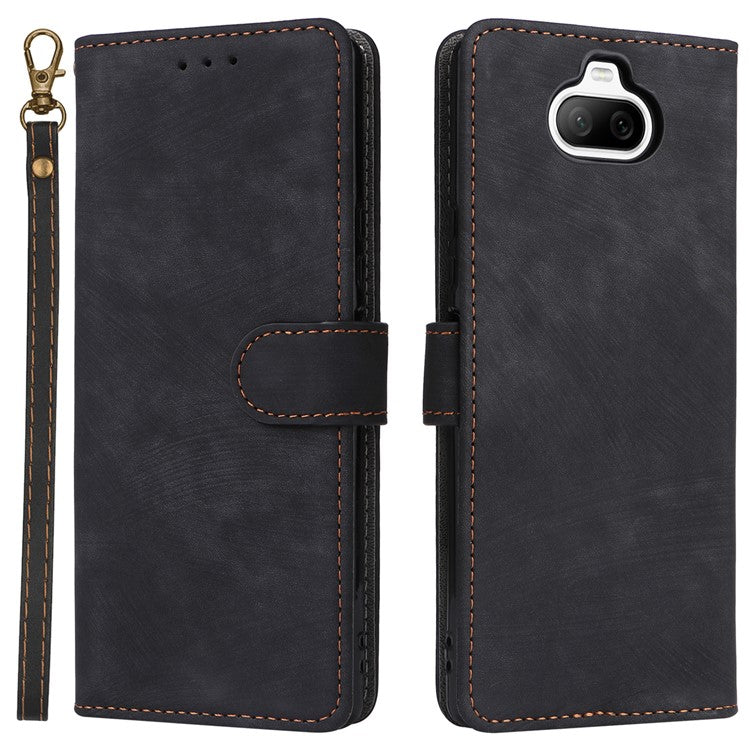 For Sony Xperia 8 Case RFID Blocking PU Leather Phone Cover with Wallet - Black