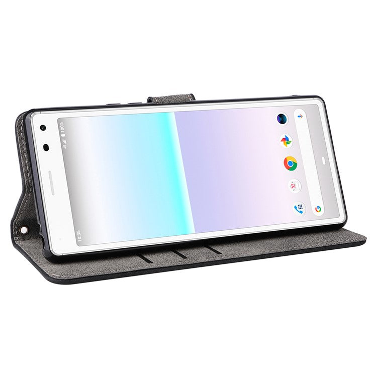 For Sony Xperia 8 Case RFID Blocking PU Leather Phone Cover with Wallet - Black