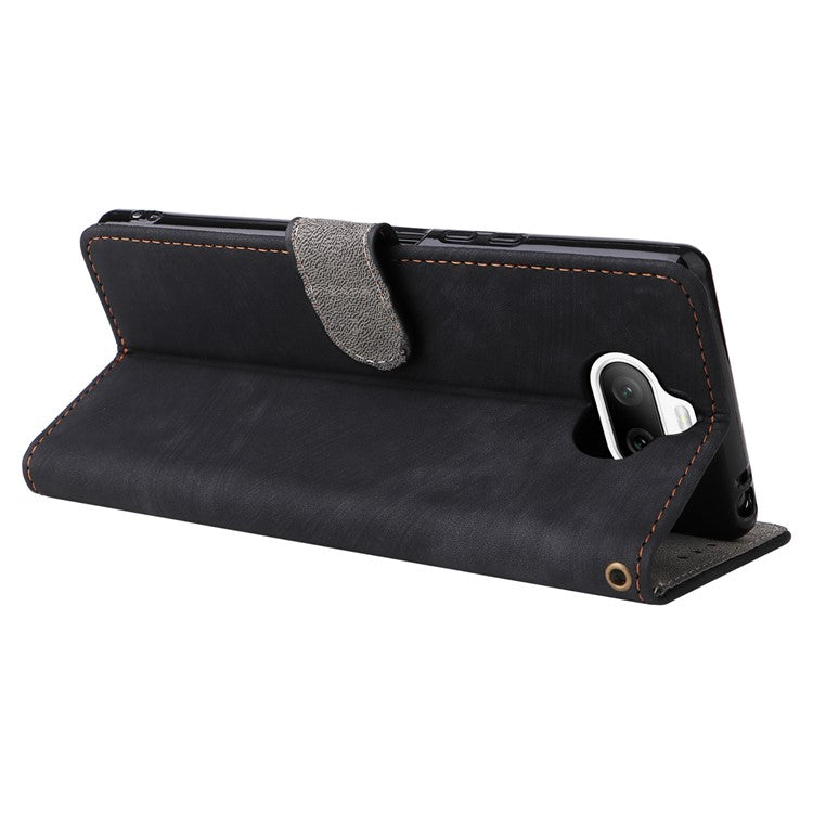 For Sony Xperia 8 Case RFID Blocking PU Leather Phone Cover with Wallet - Black