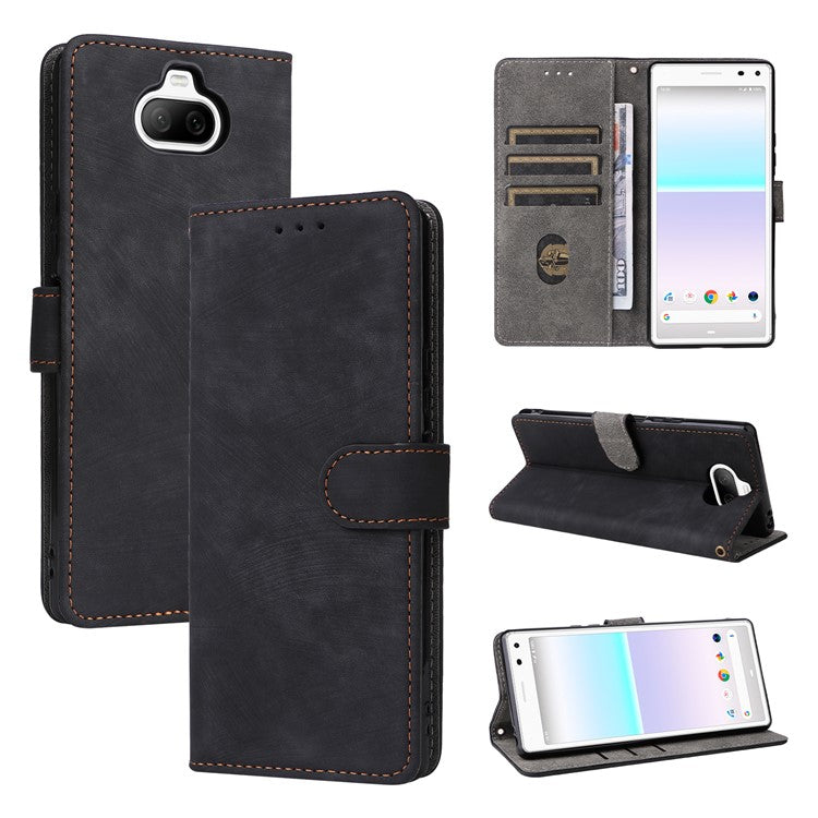 For Sony Xperia 8 Case RFID Blocking PU Leather Phone Cover with Wallet - Black