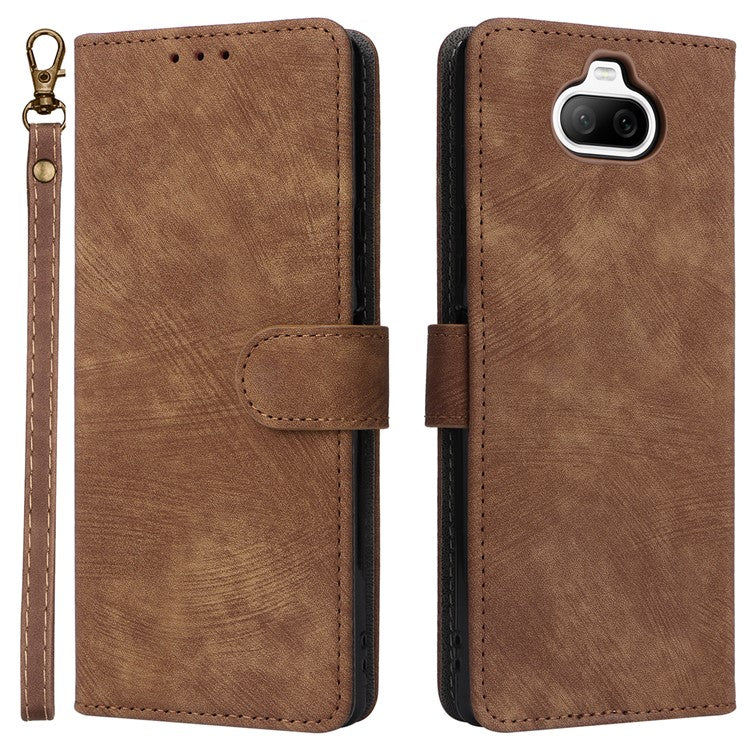 For Sony Xperia 8 Case RFID Blocking PU Leather Phone Cover with Wallet - Brown