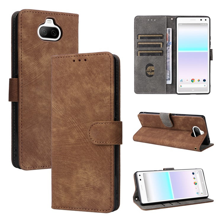 For Sony Xperia 8 Case RFID Blocking PU Leather Phone Cover with Wallet - Brown