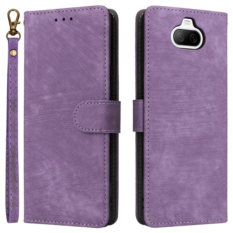 For Sony Xperia 8 Case RFID Blocking PU Leather Phone Cover with Wallet - Purple