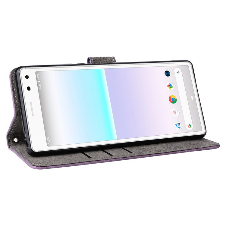 For Sony Xperia 8 Case RFID Blocking PU Leather Phone Cover with Wallet - Purple
