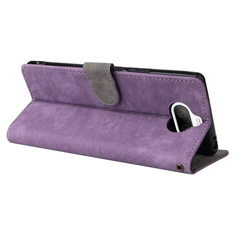 For Sony Xperia 8 Case RFID Blocking PU Leather Phone Cover with Wallet - Purple