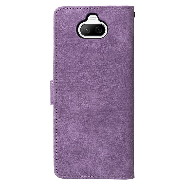 For Sony Xperia 8 Case RFID Blocking PU Leather Phone Cover with Wallet - Purple
