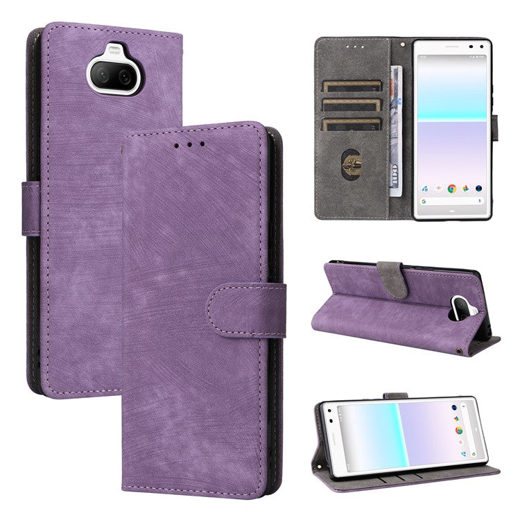 For Sony Xperia 8 Case RFID Blocking PU Leather Phone Cover with Wallet - Purple