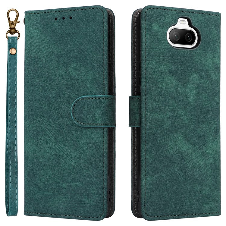 For Sony Xperia 8 Case RFID Blocking PU Leather Phone Cover with Wallet - Green