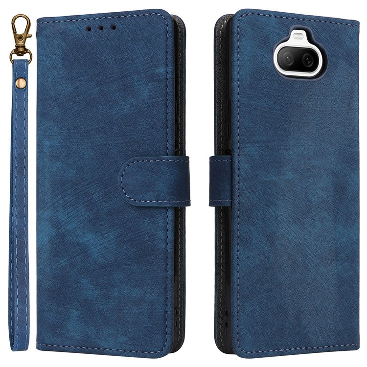 For Sony Xperia 8 Case RFID Blocking PU Leather Phone Cover with Wallet - Blue