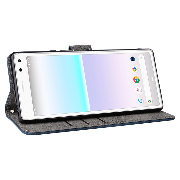 For Sony Xperia 8 Case RFID Blocking PU Leather Phone Cover with Wallet - Blue