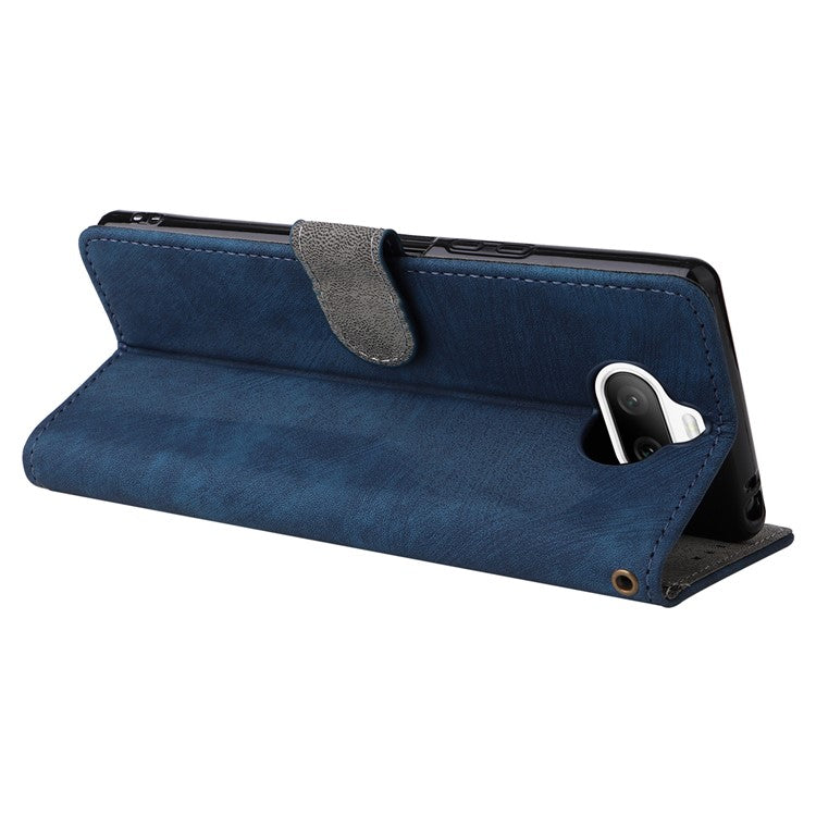 For Sony Xperia 8 Case RFID Blocking PU Leather Phone Cover with Wallet - Blue