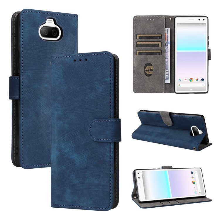 For Sony Xperia 8 Case RFID Blocking PU Leather Phone Cover with Wallet - Blue