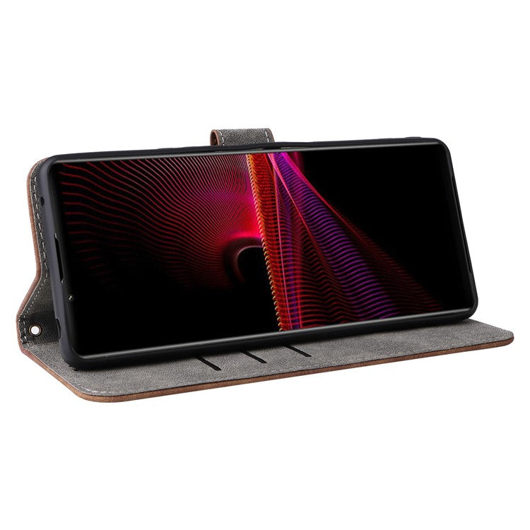 For Sony Xperia 1 III 5G Case Wallet Flip Leather Phone Cover RFID Blocking Protection - Brown