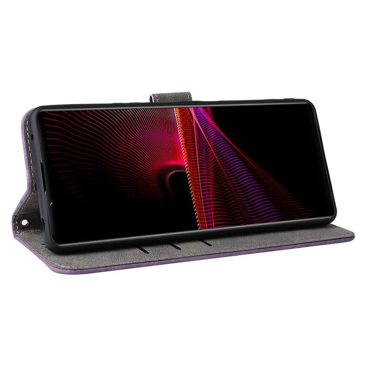 For Sony Xperia 1 III 5G Case Wallet Flip Leather Phone Cover RFID Blocking Protection - Purple