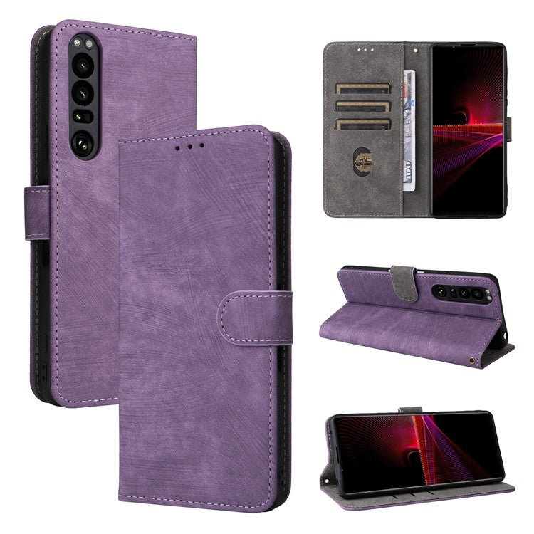 For Sony Xperia 1 III 5G Case Wallet Flip Leather Phone Cover RFID Blocking Protection - Purple