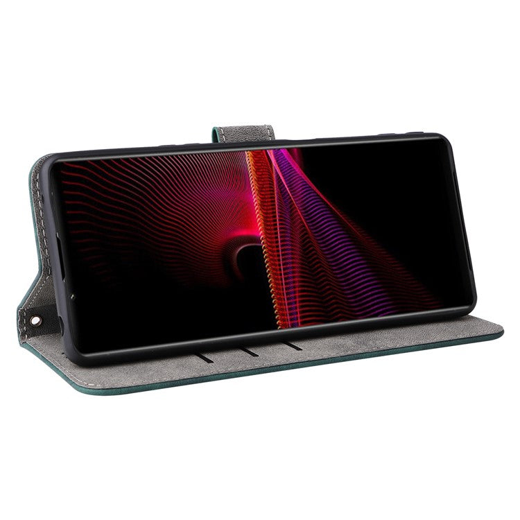 For Sony Xperia 1 III 5G Case Wallet Flip Leather Phone Cover RFID Blocking Protection - Green