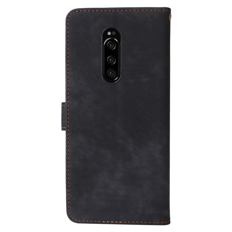For Sony Xperia 1 RFID Blocking Leather Case with Strap Phone Wallet Cover - Black