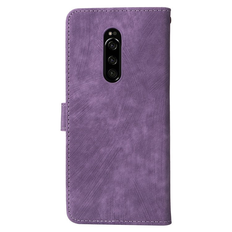 For Sony Xperia 1 RFID Blocking Leather Case with Strap Phone Wallet Cover - Purple