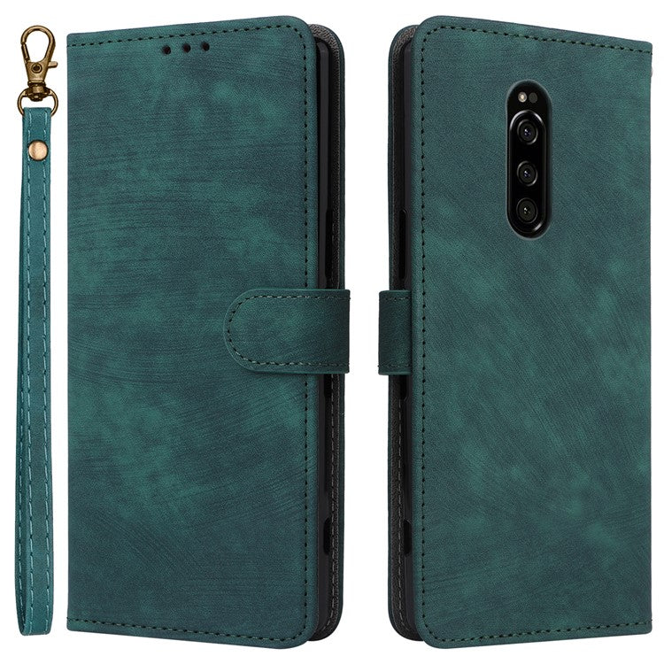 For Sony Xperia 1 RFID Blocking Leather Case with Strap Phone Wallet Cover - Green