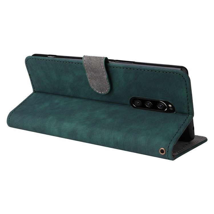 For Sony Xperia 1 RFID Blocking Leather Case with Strap Phone Wallet Cover - Green