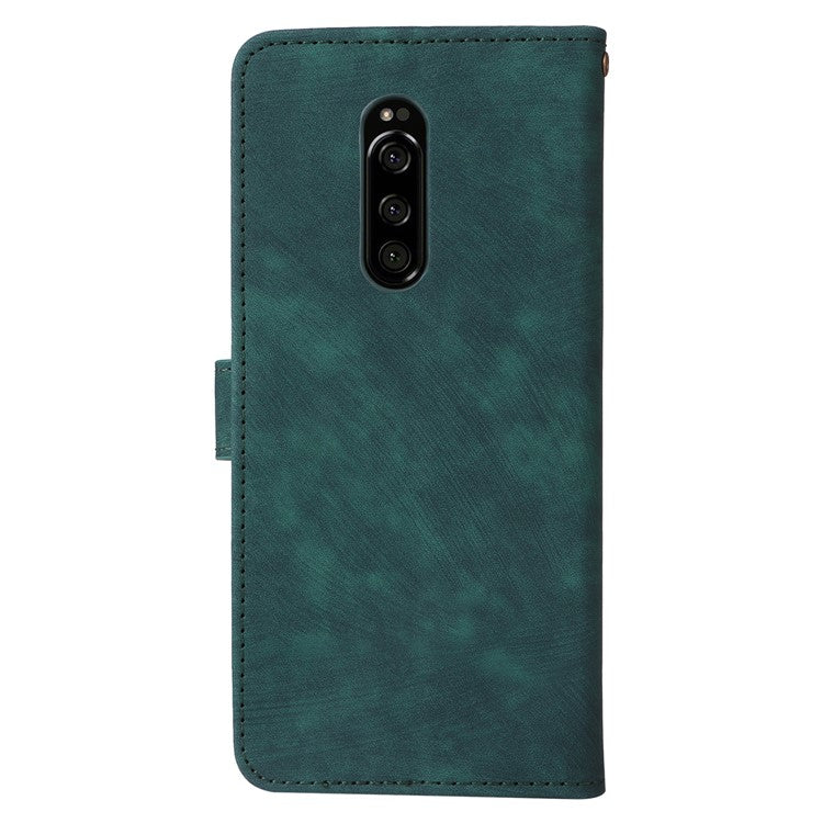For Sony Xperia 1 RFID Blocking Leather Case with Strap Phone Wallet Cover - Green