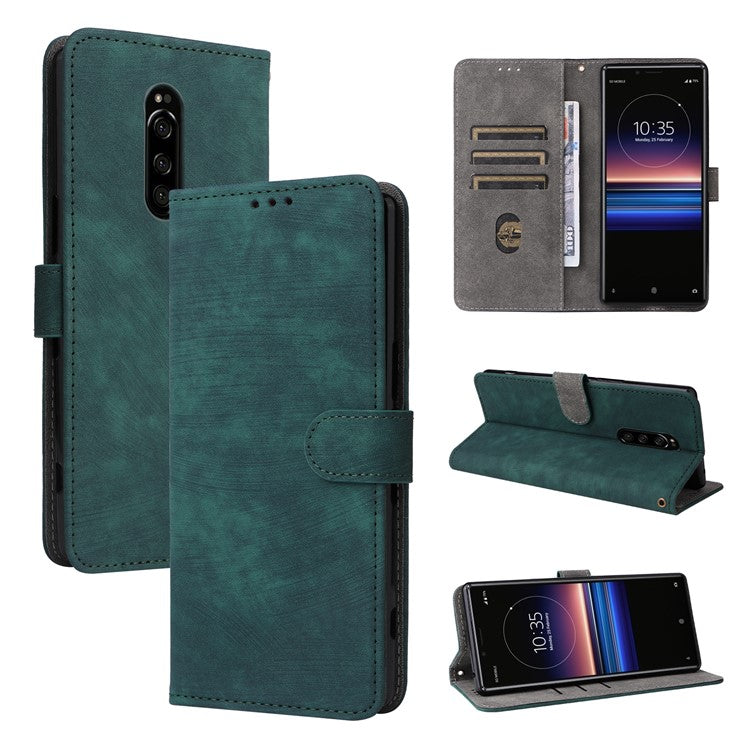 For Sony Xperia 1 RFID Blocking Leather Case with Strap Phone Wallet Cover - Green