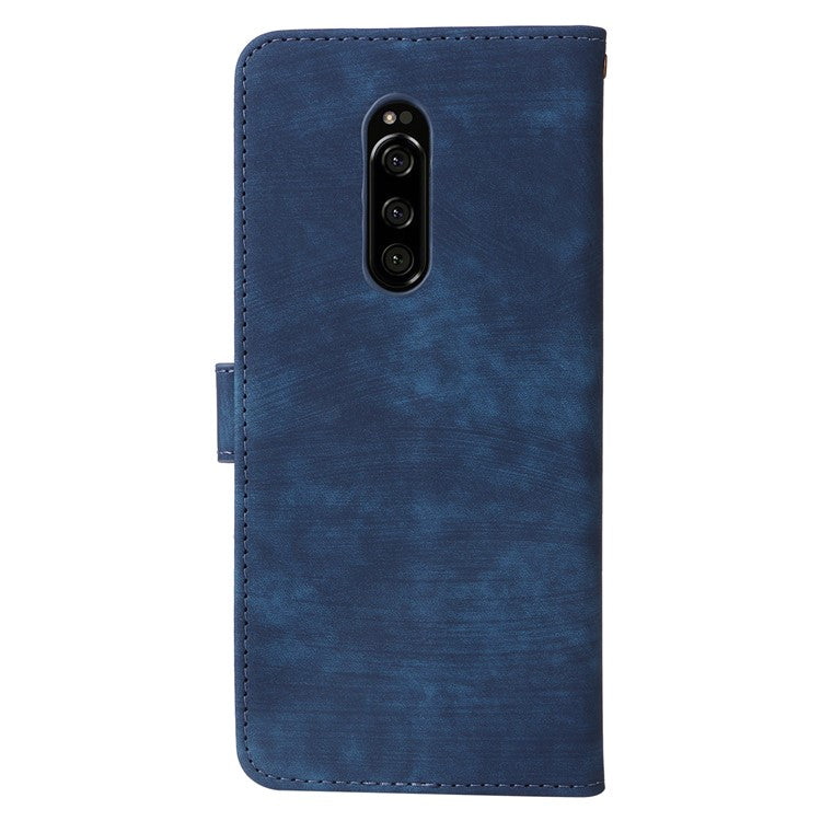 For Sony Xperia 1 RFID Blocking Leather Case with Strap Phone Wallet Cover - Blue