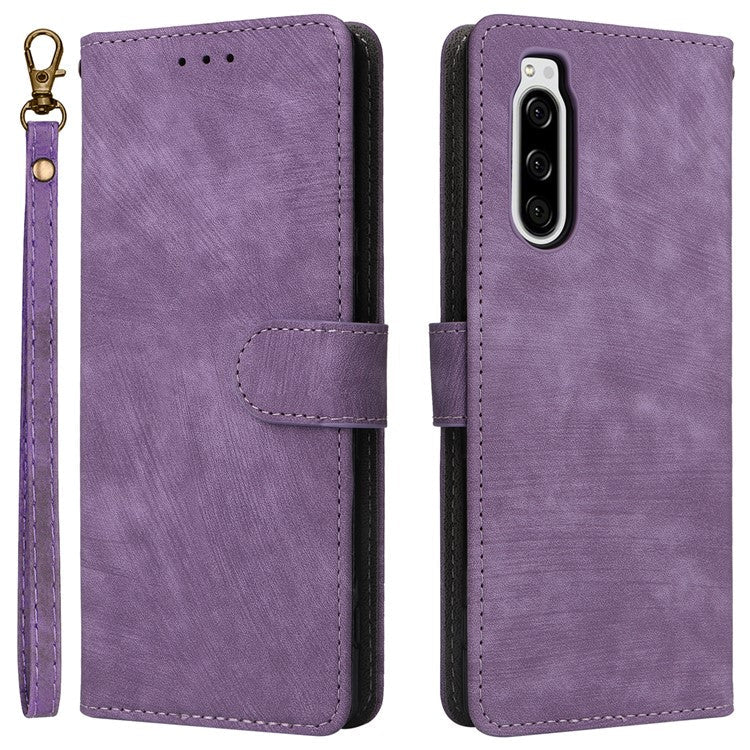 For Sony Xperia 5 Wallet Cell Phone Case RFID Blocking PU Leather Phone Stand Cover - Purple