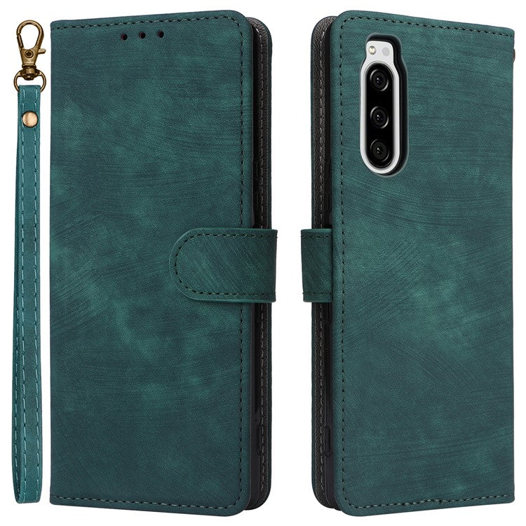 For Sony Xperia 5 Wallet Cell Phone Case RFID Blocking PU Leather Phone Stand Cover - Green