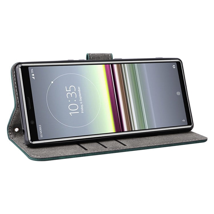 For Sony Xperia 5 Wallet Cell Phone Case RFID Blocking PU Leather Phone Stand Cover - Green