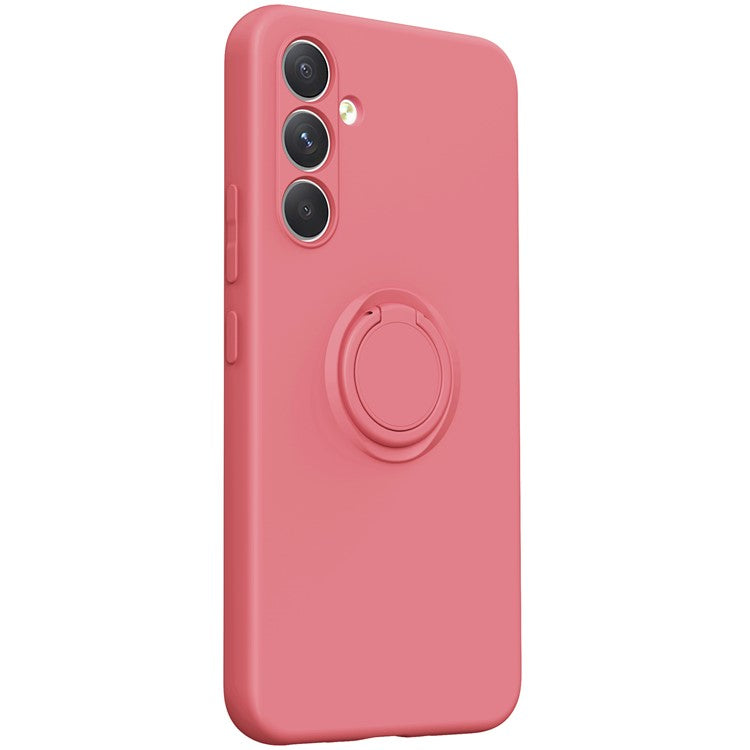 For Samsung Galaxy S24 Case with Hand Strap Liquid Silicone Kickstand Phone Cover - Pink