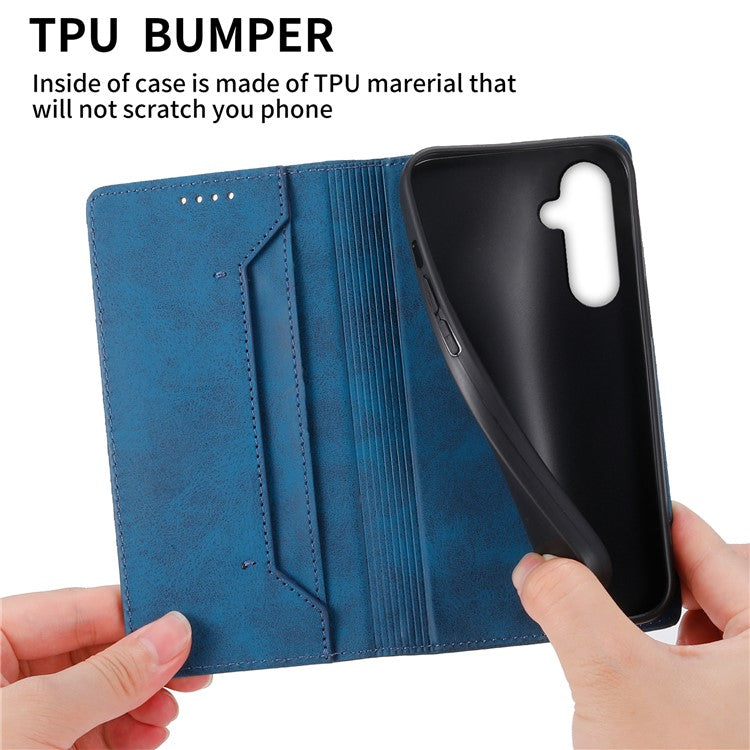 DF-05 For Samsung Galaxy A55 5G Leather Phone Case RFID Blocking Wallet - Blue