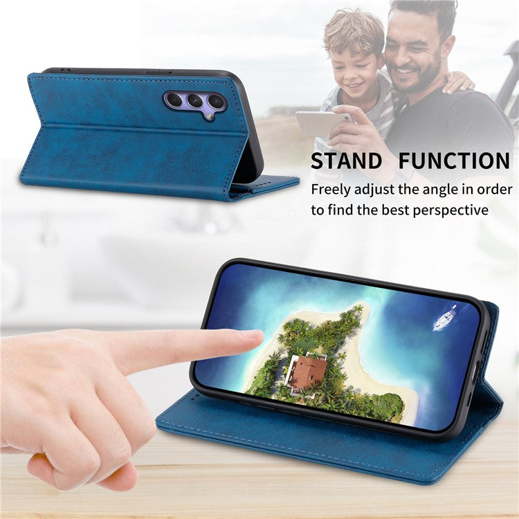 DF-05 For Samsung Galaxy A55 5G Leather Phone Case RFID Blocking Wallet - Blue