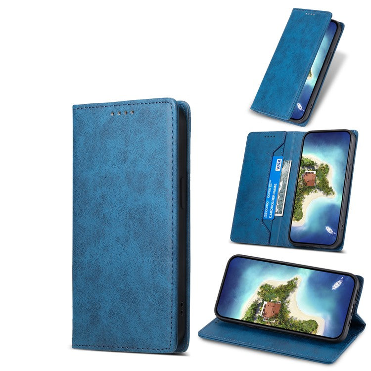 DF-05 For Samsung Galaxy A55 5G Leather Phone Case RFID Blocking Wallet - Blue