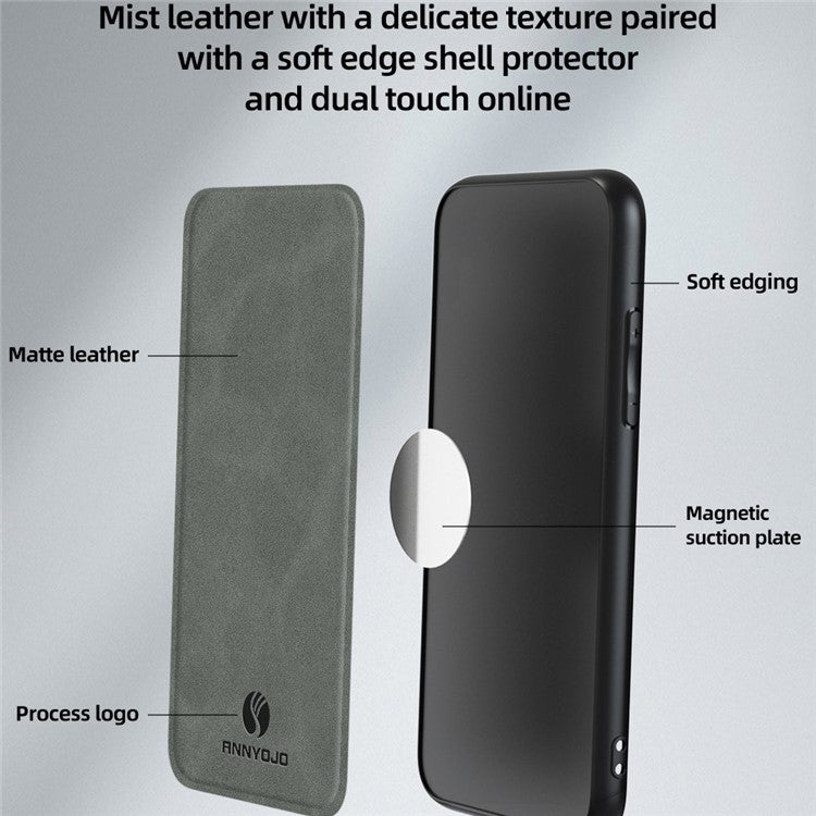 ANNYOJO For Samsung Galaxy S24+ Case PU Leather+PC+TPU Drop-resistant Phone Cover - Wine Red