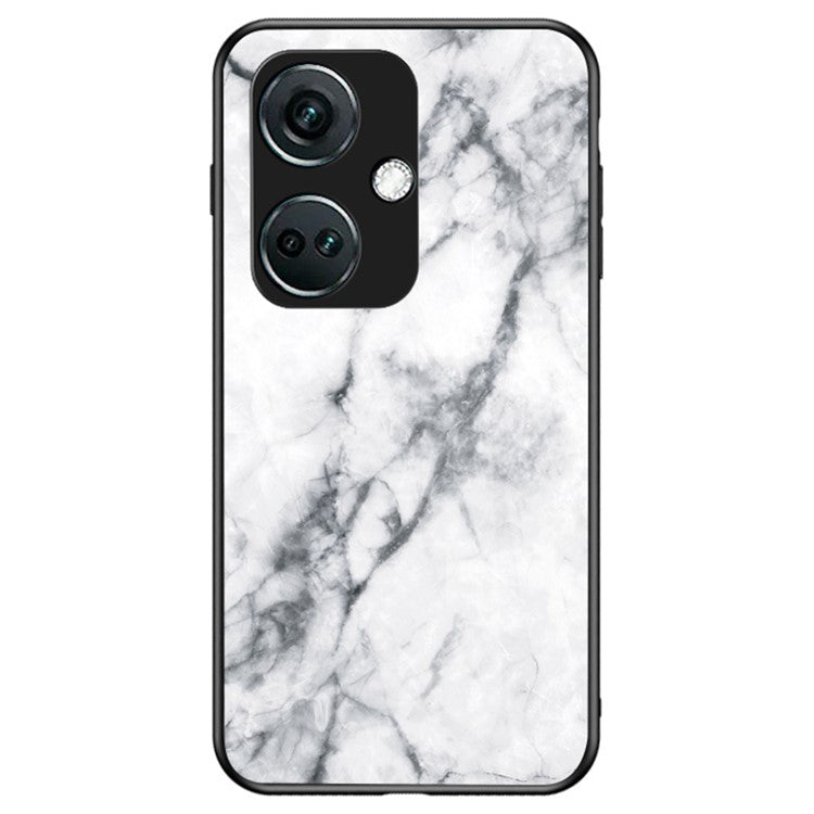 For OnePlus Nord CE3 5G Marble Pattern Case Tempered Glass Phone Cover - White Marble