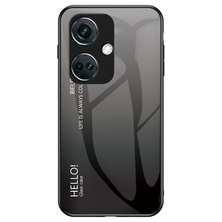 For OnePlus Nord CE3 5G Phone Case Gradient Color Tempered Glass Cover - Gradient Black Grey