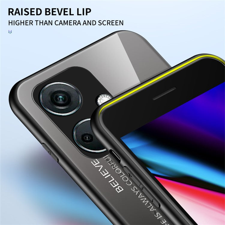 For OnePlus Nord CE3 5G Phone Case Gradient Color Tempered Glass Cover - Gradient Blue Black
