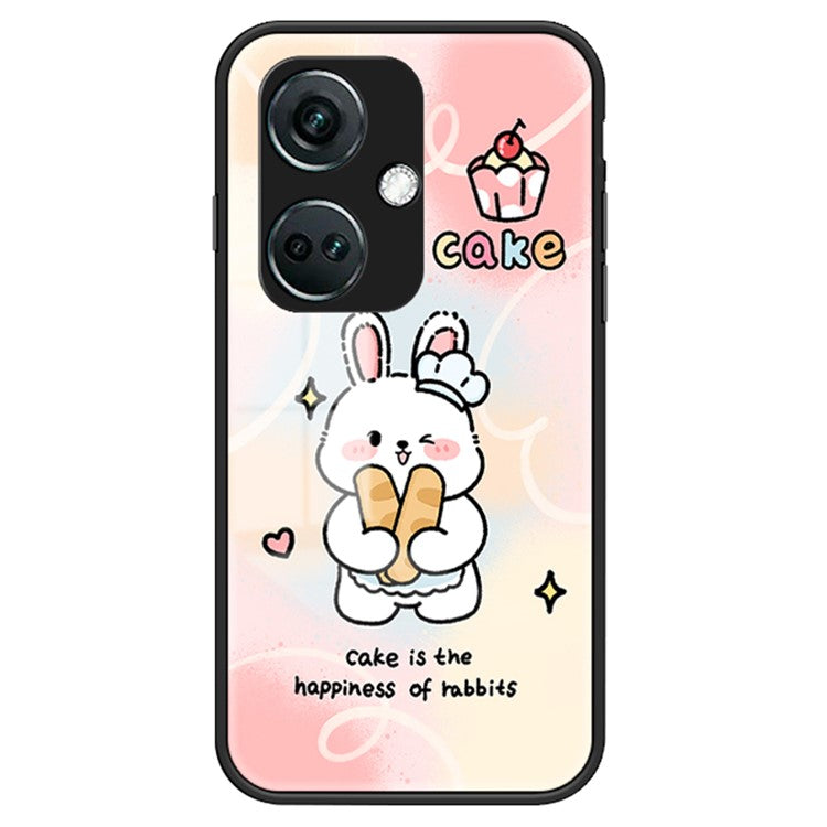 For OnePlus Nord CE3 5G Case Tempered Glass+PC+TPU Mobile Phone Cover - Happy Rabbit