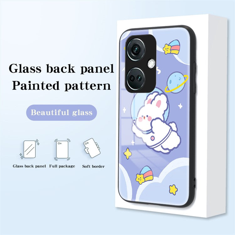 For OnePlus Nord CE3 5G Case Tempered Glass+PC+TPU Mobile Phone Cover - Happy Rabbit