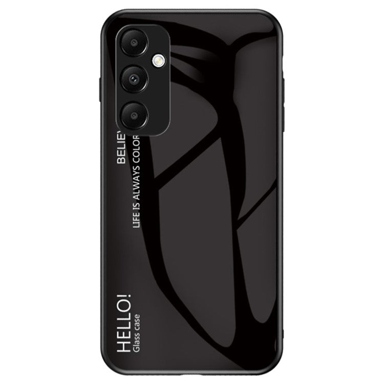 For Samsung Galaxy A55 5G Case Gradient Tempered Glass+PC+TPU Phone Cover - Black