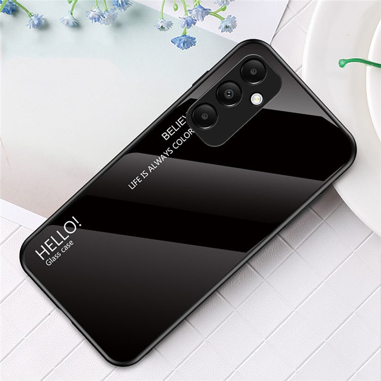 For Samsung Galaxy A55 5G Case Gradient Tempered Glass+PC+TPU Phone Cover - Black