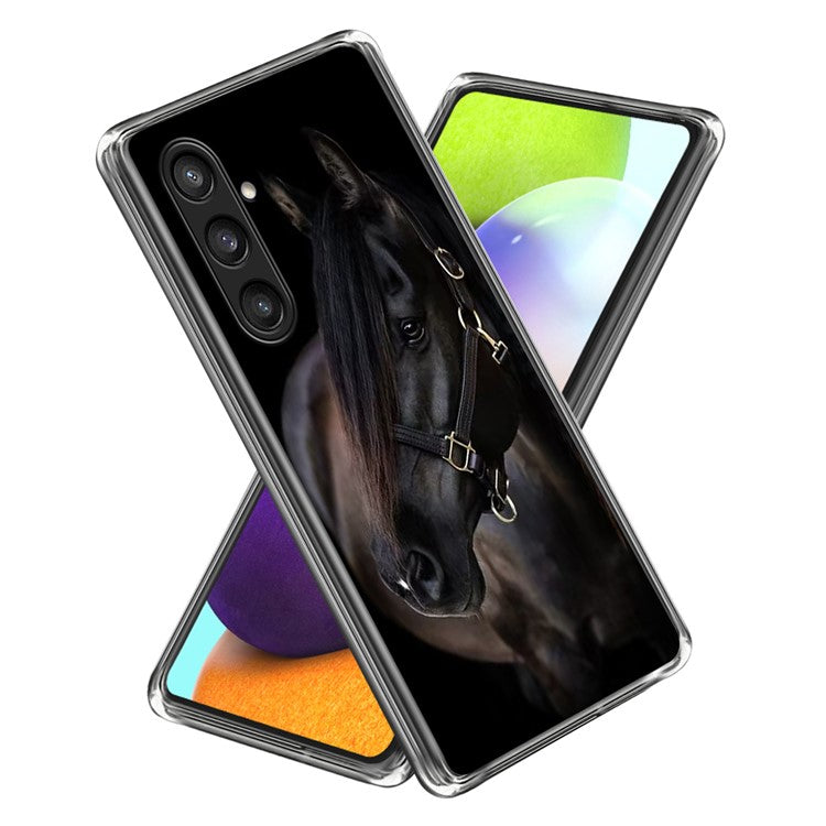 For Samsung Galaxy A14 4G / 5G TPU Case Phone Cover Pattern Printing - Black Horse Prince