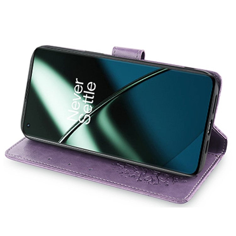 For OnePlus 11 5G Case Imprinted Deer Tree Pattern Card Holder Smart Phone Cover - Purple
