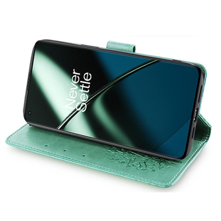For OnePlus 11 5G Case Imprinted Deer Tree Pattern Card Holder Smart Phone Cover - Green