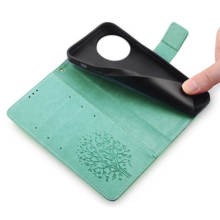 For OnePlus 11 5G Case Imprinted Deer Tree Pattern Card Holder Smart Phone Cover - Green