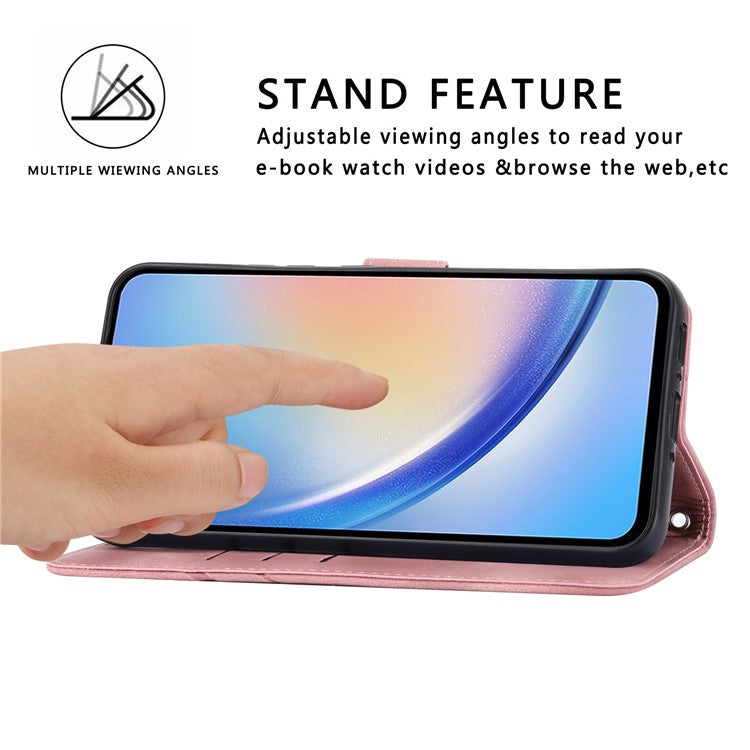 For Samsung Galaxy S24+ Magnetic Case Imprinted Line Card Slots Phone Cover - Pink