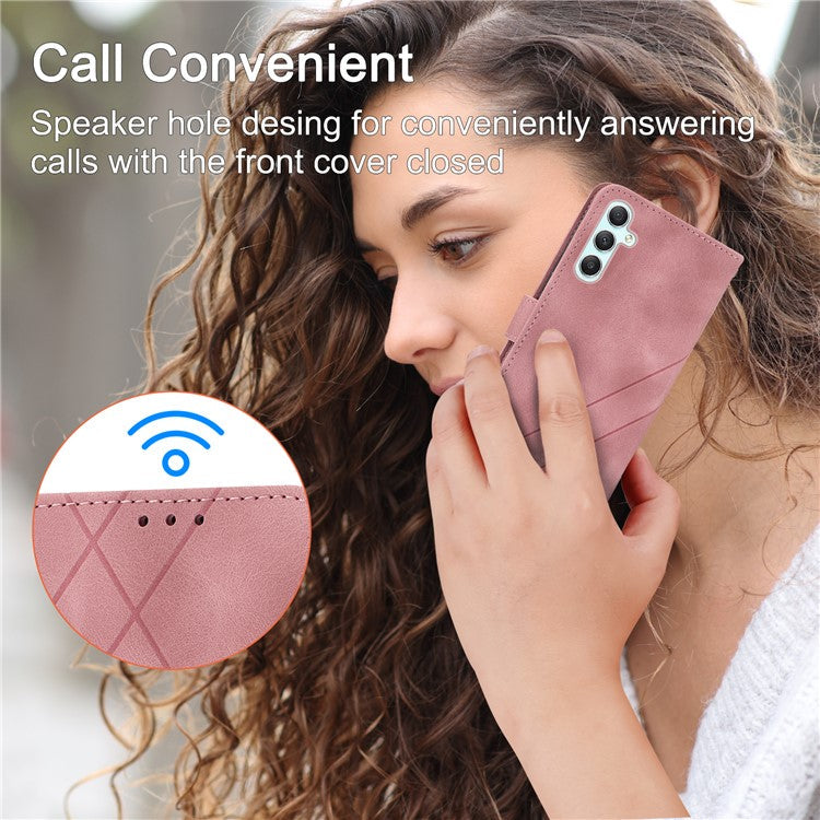 For Samsung Galaxy S24+ Magnetic Case Imprinted Line Card Slots Phone Cover - Pink