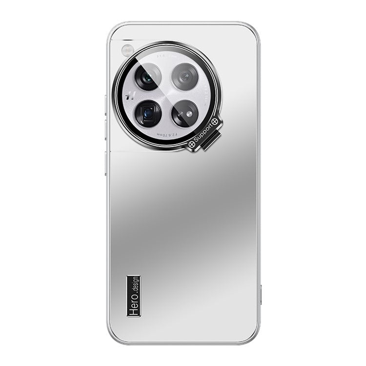 For OnePlus 12 5G Back Case with Lens Kickstand TPU+PC Phone Cover Protector - Silver